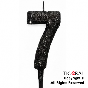 VELA NUMERAL CHICO 5.5 CM CON GIBRE NEGRO NUMERO 7 x 1